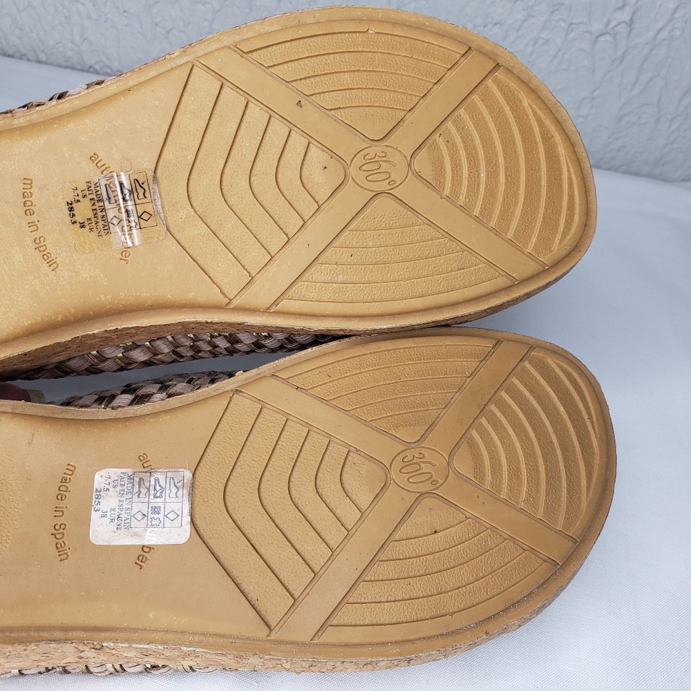 Taos Primeavera Mule Clogs Womens Size 38 EU 7.5 US Biege Metalic Woven Slip On - Picture 11 of 13
